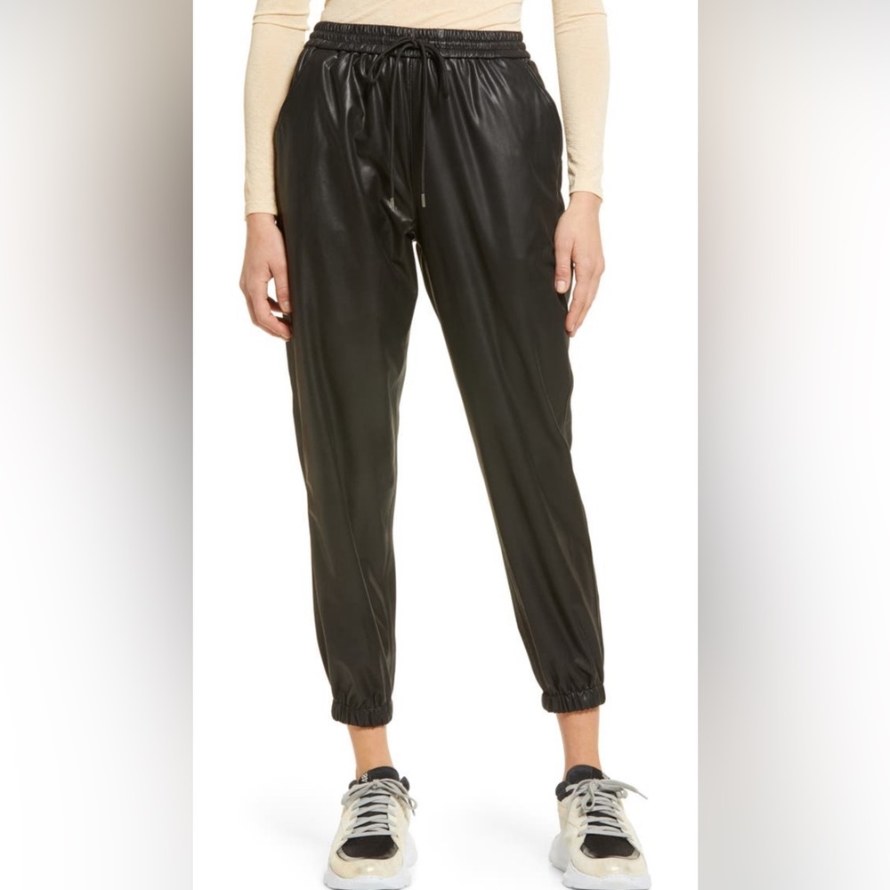 NWT BLANK NYC Faux Leather- Vegan -Joggers with Elastic Waistband Size XS